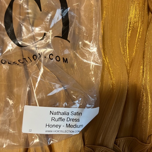 Vici Nathalia Satin Ruffle Dress in Honey - Medium - Picture 5 of 6